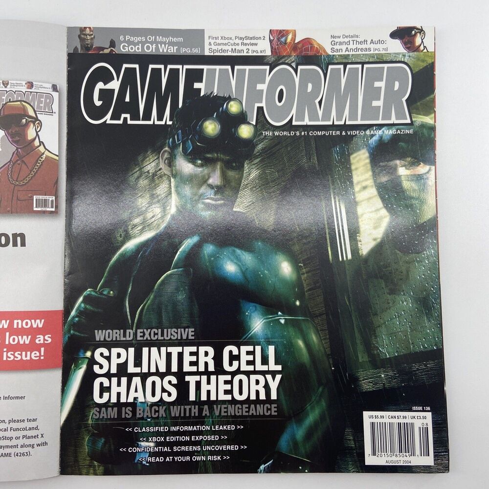 Game Informer Issue 136 Splinter Cell God of War Spider Man GTA Aug 2004